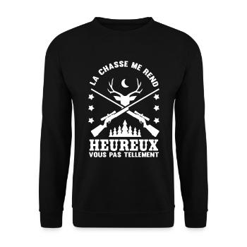Drôle de chasse au cerf | La chasse - Sweat-shirt Unisexe - noir - Devant - Alina (178cm) & Michal (187cm)