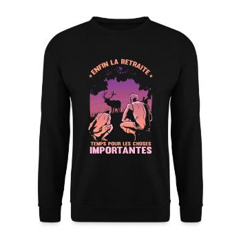 Retraite Chasseur - Sweat-shirt Unisexe - noir - Devant - Alina (178cm) & Michal (187cm)