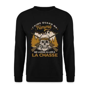 Chasse Humour Homme - Sweat-shirt Unisexe - noir - Devant - Alina (178cm) & Michal (187cm)