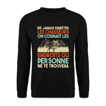 Chasseur Humour - Sweat-shirt Unisexe - noir - Devant - Alina (178cm) & Michal (187cm)