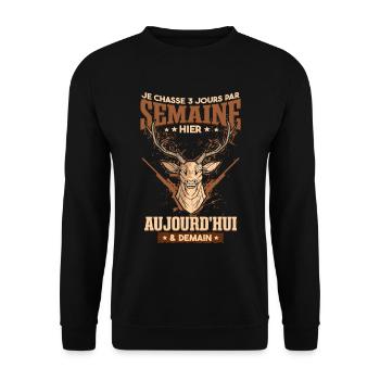 Chasseur Humour Chasse Homme Humour - Sweat-shirt Unisexe - noir - Devant - Alina (178cm) & Michal (187cm)
