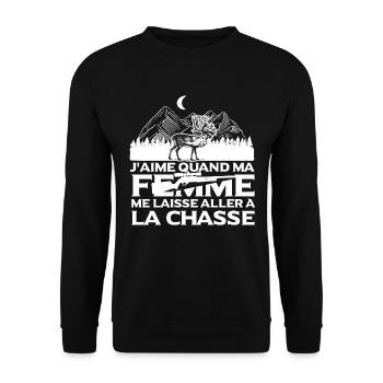 Hommes Chasseur - Sweat-shirt Unisexe - noir - Devant - Alina (178cm) & Michal (187cm)