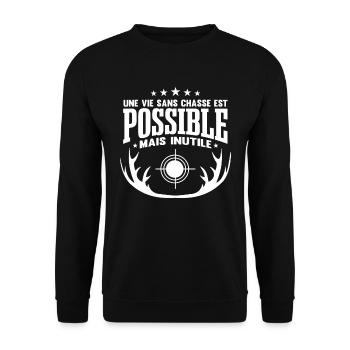 Chasse Humour - Sweat-shirt Unisexe - noir - Devant - Alina (178cm) & Michal (187cm)