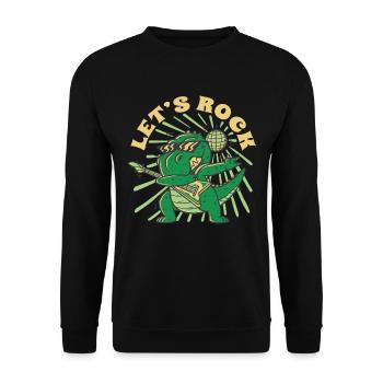 Lustiger Gitarrist T-Rex - Unisex Pullover - Schwarz - Vorne - Alina (178cm) & Michal (187cm)