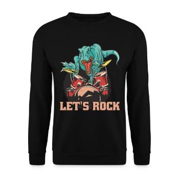 Drôle de dinosaure jouant de la batterie - Sweat-shirt Unisexe - noir - Devant - Alina (178cm) & Michal (187cm)