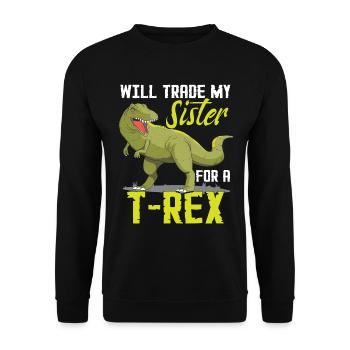 Lustige Schwester T-Rex Dinosaurier - Unisex Pullover - Schwarz - Vorne - Alina (178cm) & Michal (187cm)