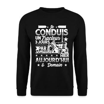 Agriculteur Tracteur Humour Fermier - Sweat-shirt Unisexe - noir - Devant - Alina (178cm) & Michal (187cm)