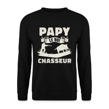 Papy Le Roi Chasseur - Sweat-shirt Unisexe - noir - Devant - Alina (178cm) & Michal (187cm)
