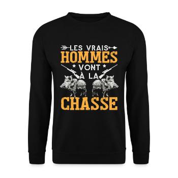 Chasse Homme Chasseur Sanglier - Sweat-shirt Unisexe - noir - Devant - Alina (178cm) & Michal (187cm)