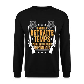 Retraite Chasseur Chasse - Sweat-shirt Unisexe - noir - Devant - Alina (178cm) & Michal (187cm)