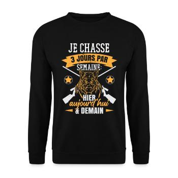 Proverbe drôle sur la chasse au sanglier - Sweat-shirt Unisexe - noir - Devant - Alina (178cm) & Michal (187cm)