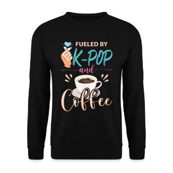 Alimenté par la K-Pop et le café - Sweat-shirt Unisexe - noir - Devant - Alina (178cm) & Michal (187cm)
