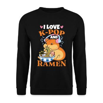 J’adore la K-Pop et les Ramen - Sweat-shirt Unisexe - noir - Devant - Alina (178cm) & Michal (187cm)