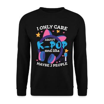 Je ne me soucie que de la K-Pop et j’aime 3 personnes - Sweat-shirt Unisexe - noir - Devant - Alina (178cm) & Michal (187cm)