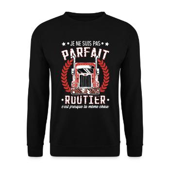 Camion | Camionneur | Poids Lourd | Routier - Sweat-shirt Unisexe - noir - Devant - Alina (178cm) & Michal (187cm)