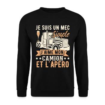 Camionneur | Routier | Poids Lourd | Camion - Sweat-shirt Unisexe - noir - Devant - Alina (178cm) & Michal (187cm)