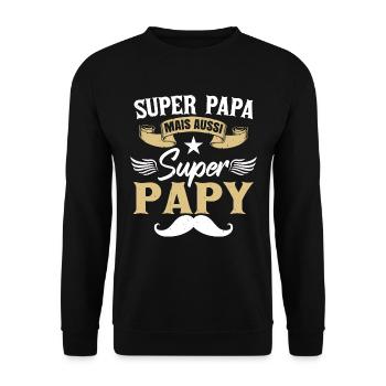 Super Papa Papy - Sweat-shirt Unisexe - noir - Devant - Alina (178cm) & Michal (187cm)