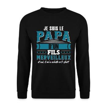 Je Suis Le Papa D'Un Fils Merveilleux - Sweat-shirt Unisexe - noir - Devant - Alina (178cm) & Michal (187cm)