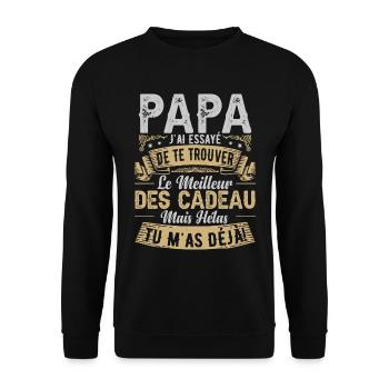 Drole Fête De Père Papa - Sweat-shirt Unisexe - noir - Devant - Alina (178cm) & Michal (187cm)