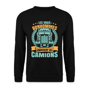 Camion Humour Chauffeur Poids Lourd - Sweat-shirt Unisexe - noir - Devant - Alina (178cm) & Michal (187cm)