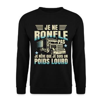Camionneur Poids Lourd Humour Camion - Sweat-shirt Unisexe - noir - Devant - Alina (178cm) & Michal (187cm)