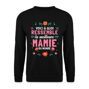 La Meilleure Mamie Du Monde - Sweat-shirt Unisexe - noir - Devant - Alina (178cm) & Michal (187cm)