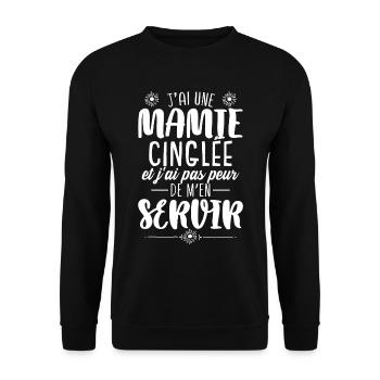 J'ai Une Mamie Cinglée | Petite Fille - Sweat-shirt Unisexe - noir - Devant - Alina (178cm) & Michal (187cm)