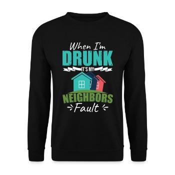 Drôle de voisin ivre Quartier - Sweat-shirt Unisexe - noir - Devant - Alina (178cm) & Michal (187cm)