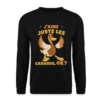 J'Aime Juste Les Canards - Sweat-shirt Unisexe - noir - Devant - Alina (178cm) & Michal (187cm)