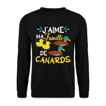 J'aime Ma Famille De Canards - Sweat-shirt Unisexe - noir - Devant - Alina (178cm) & Michal (187cm)