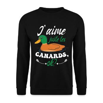 J'aime Juste Les Canards - Sweat-shirt Unisexe - noir - Devant - Alina (178cm) & Michal (187cm)