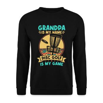 Grandpa Is My Name Disc Golf Is My Game - Unisex Sweatshirt - black - Front - Alina (178cm) & Michal (187cm)