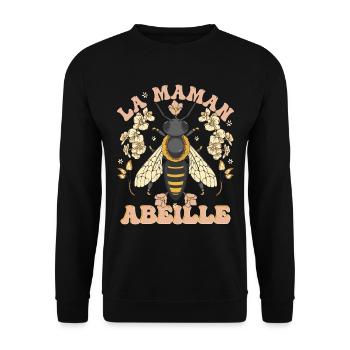 La Maman Abeille - Sweat-shirt Unisexe - noir - Devant - Alina (178cm) & Michal (187cm)