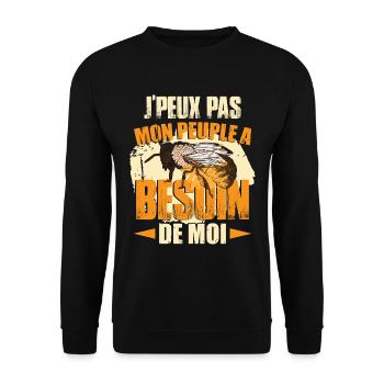 Mon Peuple Besoin De Moi - Sweat-shirt Unisexe - noir - Devant - Alina (178cm) & Michal (187cm)
