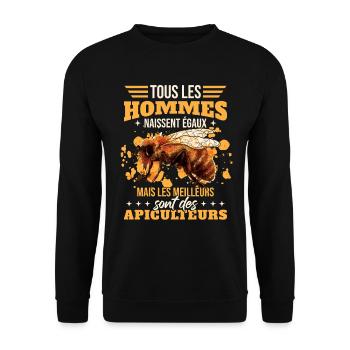 Homme Apicultrice Abeilles - Sweat-shirt Unisexe - noir - Devant - Alina (178cm) & Michal (187cm)