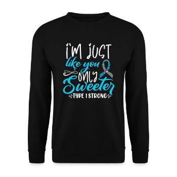 T1D Diabetes Awareness Month Blue Ribbon - Unisex Sweatshirt - black - Front - Alina (178cm) & Michal (187cm)