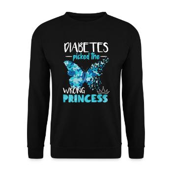 Diabetes Picked The Wrong Princess - Unisex Sweatshirt - black - Front - Alina (178cm) & Michal (187cm)