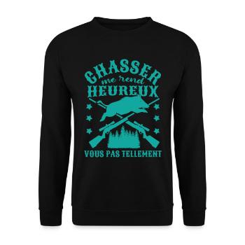 Chasse Sanglier Humour - Sweat-shirt Unisexe - noir - Devant - Alina (178cm) & Michal (187cm)