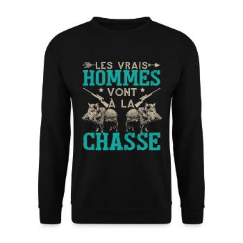 Chasse Chasseur Humour - Sweat-shirt Unisexe - noir - Devant - Alina (178cm) & Michal (187cm)