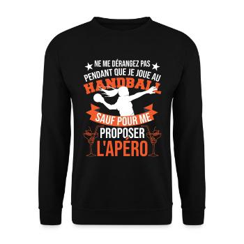 Handballeuse Handball Humour Apéro - Sweat-shirt Unisexe - noir - Devant - Alina (178cm) & Michal (187cm)