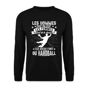 Handballeur Homme Humour Handball - Sweat-shirt Unisexe - noir - Devant - Alina (178cm) & Michal (187cm)