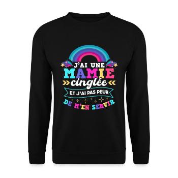J'ai Une Mamie Cinglée Petite-Fille Enfant - Sweat-shirt Unisexe - noir - Devant - Alina (178cm) & Michal (187cm)