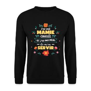 J'ai Une Mamie Cinglée Petite-Fille - Sweat-shirt Unisexe - noir - Devant - Alina (178cm) & Michal (187cm)