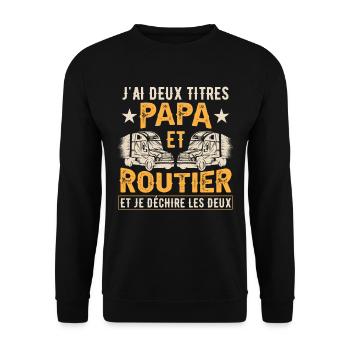 Papa Et Routier - Sweat-shirt Unisexe - noir - Devant - Alina (178cm) & Michal (187cm)