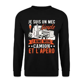 J'aime Mon Camion Et L'Apéro - Sweat-shirt Unisexe - noir - Devant - Alina (178cm) & Michal (187cm)