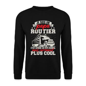 Je Suis Un Papa Routier - Sweat-shirt Unisexe - noir - Devant - Alina (178cm) & Michal (187cm)