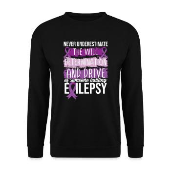 Epilepsy Warrior Purple RIbbon Epilepsy Awareness - Unisex Sweatshirt - black - Front - Alina (178cm) & Michal (187cm)