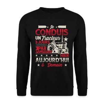 Tracteur Humour Fermier - Sweat-shirt Unisexe - noir - Devant - Alina (178cm) & Michal (187cm)