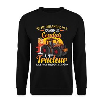 Humour Tracteur - Sweat-shirt Unisexe - noir - Devant - Alina (178cm) & Michal (187cm)
