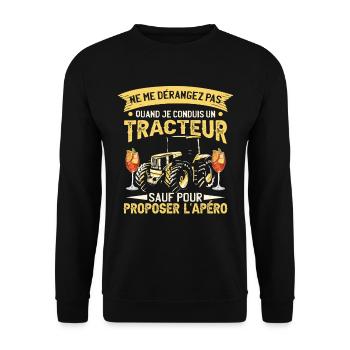 Apéro Humour Tracteur - Sweat-shirt Unisexe - noir - Devant - Alina (178cm) & Michal (187cm)
